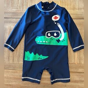 Carter's Blue and Green Rashguard with Crocodile Design